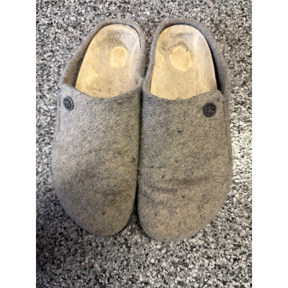 Birkenstock Zermatt Grey Wool Felt Shearling Lined Clog Slippers Mens Womens